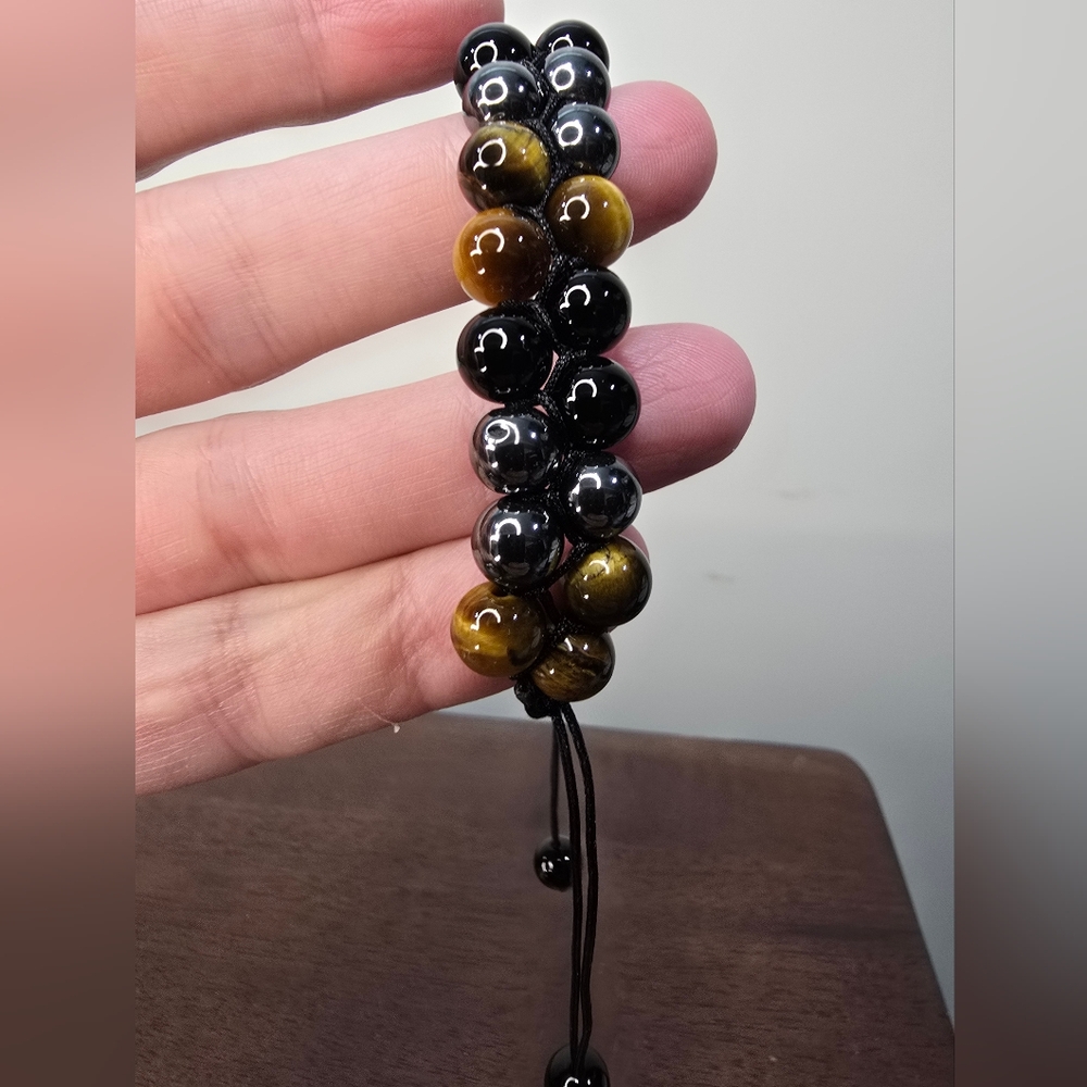 Tigers Eye, Obsidian, and Hematite Crystal Bracelet - Picture 6 of 14